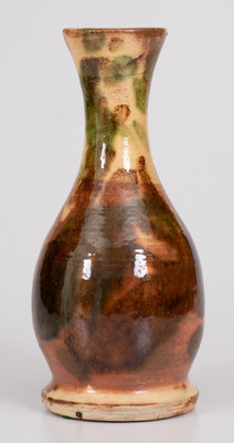 Rare and Fine Multi-Glazed Redware Vase, attrib. J. Eberly & Co., Strasburg, VA