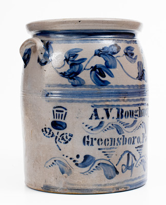 Outstanding A.V. Boughner / Greensboro, PA Four-Gallon Stoneware Jar