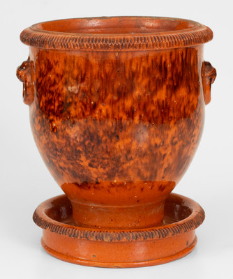 JOHN BELL  / WAYNESBORO Redware Flowerpot w/ Ring Handles