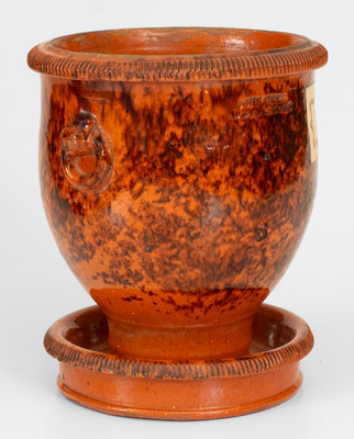 Rare JOHN BELL / WAYNESBORO Redware Flowerpot with Ring Handles