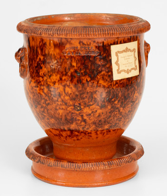 Rare JOHN BELL / WAYNESBORO Redware Flowerpot with Ring Handles