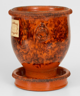 Rare JOHN BELL / WAYNESBORO Redware Flowerpot with Ring Handles