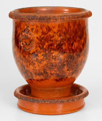 Rare JOHN BELL / WAYNESBORO Redware Flowerpot with Ring Handles