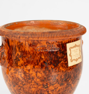 Rare JOHN BELL / WAYNESBORO Redware Flowerpot with Ring Handles