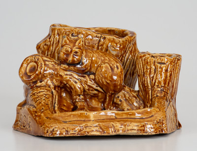 Exceptional Fulper Pottery (Flemington, NJ) Rockingham Raccoon Match Holder,