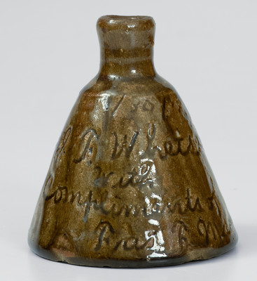 Very Rare 1901 Alkaline-Glazed Southern Stoneware Inkwell w/ Presentation Inscription