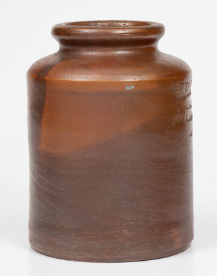 Fine Small-Sized New York City Stoneware Druggist s Jar