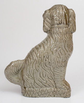 Very Rare Anna Pottery Figure of a Spaniel with Glass Eyes, circa 1880