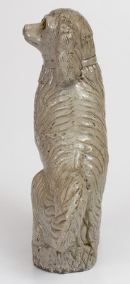 Very Rare Anna Pottery Figure of a Spaniel with Glass Eyes, circa 1880
