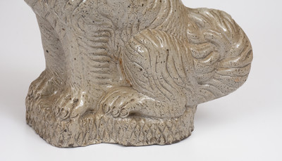 Very Rare Anna Pottery Figure of a Spaniel with Glass Eyes, circa 1880