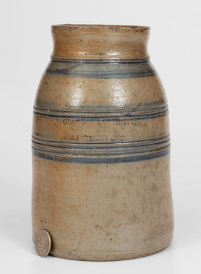 Rare N. COOPER & POWER / MAYSVILLE, KY Stoneware Canning Jar w/ Cobalt Stripe Decoration