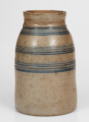 Rare N. COOPER & POWER / MAYSVILLE, KY Stoneware Canning Jar w/ Cobalt Stripe Decoration