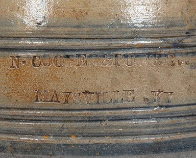 Rare N. COOPER & POWER / MAYSVILLE, KY Stoneware Canning Jar w/ Cobalt Stripe Decoration