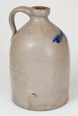 One-Gallon Charlestown, MA Stoneware Jug w/ Cobalt Bird-on-Floral Decoration