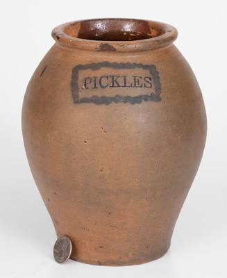 Scarce Small-Sized Clarkson Crolius (New York City) Stoneware PICKLES Jar