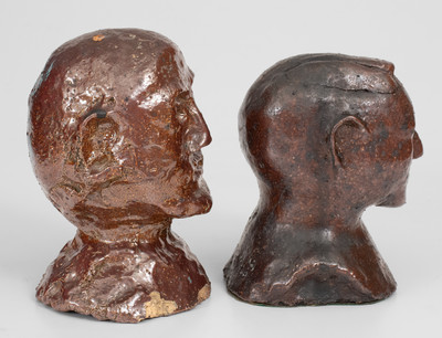 Two Sewer Tile Busts, probably Ohio origin, late 19th-mid 20th century