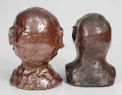 Two Sewer Tile Busts, probably Ohio origin, late 19th-mid 20th century