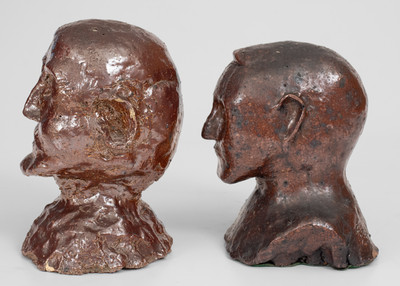 Two Sewer Tile Busts, probably Ohio origin, late 19th-mid 20th century