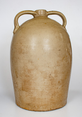 Monumental Patriotic Stoneware Jug w/ Elaborate Incised American Flag and Pewamo, Michigan Advertising