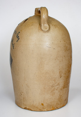 Monumental Patriotic Stoneware Jug w/ Elaborate Incised American Flag and Pewamo, Michigan Advertising