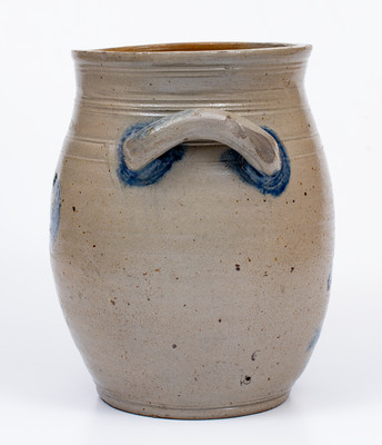Extremely Rare and Important BOSTON Stoneware Jar w/ Bird-in-Tree Motif, Jonathan Fenton, late 18th century