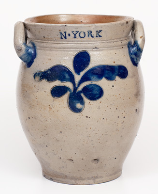 Extremely Rare and Important Thomas Commeraw Stoneware Jar with Incised Decoration Impressed COERLEARS HOOK / N. YORK