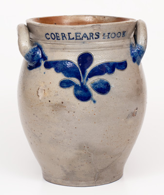 Exceedingly Rare and Important Thomas W. Commeraw 18th Century Stoneware Jar, COERLEARS HOOK / N. YORK