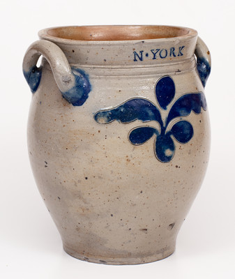 Exceedingly Rare and Important Thomas W. Commeraw 18th Century Stoneware Jar, COERLEARS HOOK / N. YORK