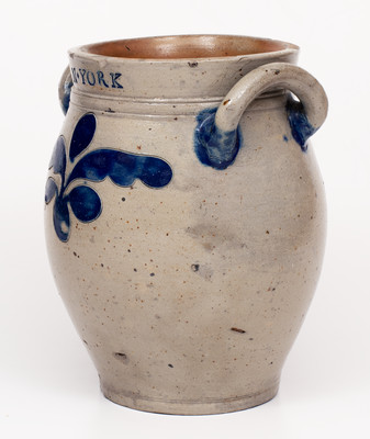 Exceedingly Rare and Important Thomas W. Commeraw 18th Century Stoneware Jar, COERLEARS HOOK / N. YORK