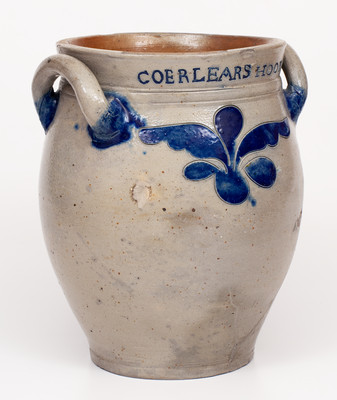 Exceedingly Rare and Important Thomas W. Commeraw 18th Century Stoneware Jar, COERLEARS HOOK / N. YORK