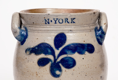 Exceedingly Rare and Important Thomas W. Commeraw 18th Century Stoneware Jar, COERLEARS HOOK / N. YORK
