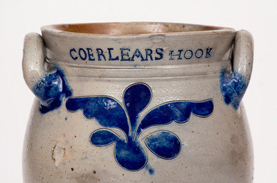 Exceedingly Rare and Important Thomas W. Commeraw 18th Century Stoneware Jar, COERLEARS HOOK / N. YORK