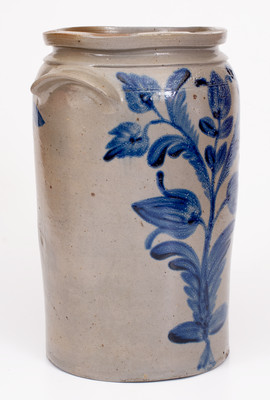 Exceptional B.C. MILBURN / ALEXA (Alexandria, VA) Stoneware Jar w/ Profuse Floral Decoration, circa 1850