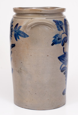 Exceptional B.C. MILBURN / ALEXA (Alexandria, VA) Stoneware Jar w/ Profuse Floral Decoration, circa 1850