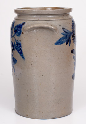 Exceptional B.C. MILBURN / ALEXA (Alexandria, VA) Stoneware Jar w/ Profuse Floral Decoration, circa 1850