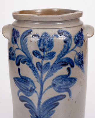 Exceptional B.C. MILBURN / ALEXA (Alexandria, VA) Stoneware Jar w/ Profuse Floral Decoration, circa 1850