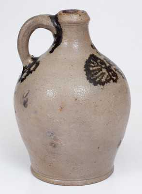 Rare and Fine Small-Sized New York City Stoneware Jug w/ Brown Slip Decoration, 18th century