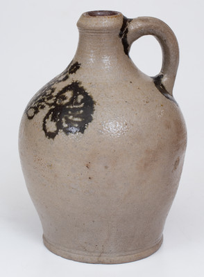 Rare and Fine Small-Sized New York City Stoneware Jug w/ Brown Slip Decoration, 18th century