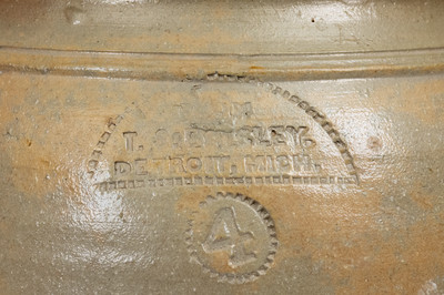Extremely Rare T. S. BALSLEY / DETROIT, Michigan Four-Gallon Stoneware Jar