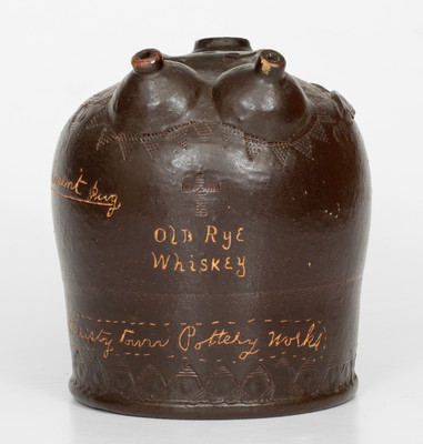 Mahoning County, Ohio Harvest Jug: Old Rye Whiskey / Second Amendment Jug / Nov 27th 1883 / Wm. Rose