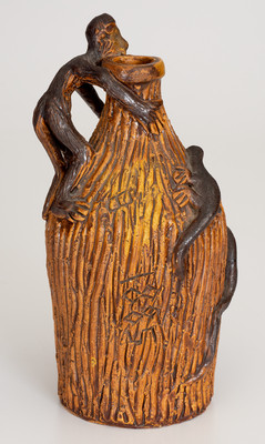 Extremely Rare Simeon Bray, Evansville, IN Stoneware Temperance Jug Inscribed 
