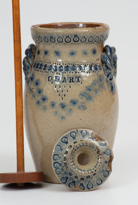 Outstanding Hart Family, Sherburne or Ogdensburg, New York Miniature Stoneware Presentation Churn and Dasher, 