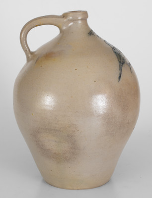 I. SEYMOUR / TROY, New York Stoneware Jug w/ Incised Bird Decoration, circa 1830