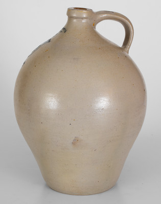 I. SEYMOUR / TROY, New York Stoneware Jug w/ Incised Bird Decoration, circa 1830