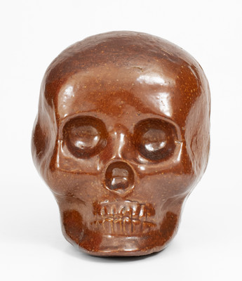 Rare Sewer Tile Sculpture of a Skull, Signed and Dated