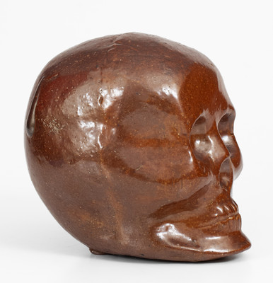 Rare Sewer Tile Sculpture of a Skull, Signed and Dated