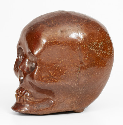 Rare Sewer Tile Sculpture of a Skull, Signed and Dated