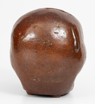 Rare Sewer Tile Sculpture of a Skull, Signed and Dated