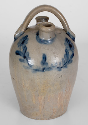 Very Rare J. WEAVER (Beaver) Stoneware Harvest Jug w/ Cobalt Floral Decoration, circa 1865