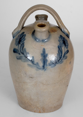 Very Rare J. WEAVER (Beaver) Stoneware Harvest Jug w/ Cobalt Floral Decoration, circa 1865